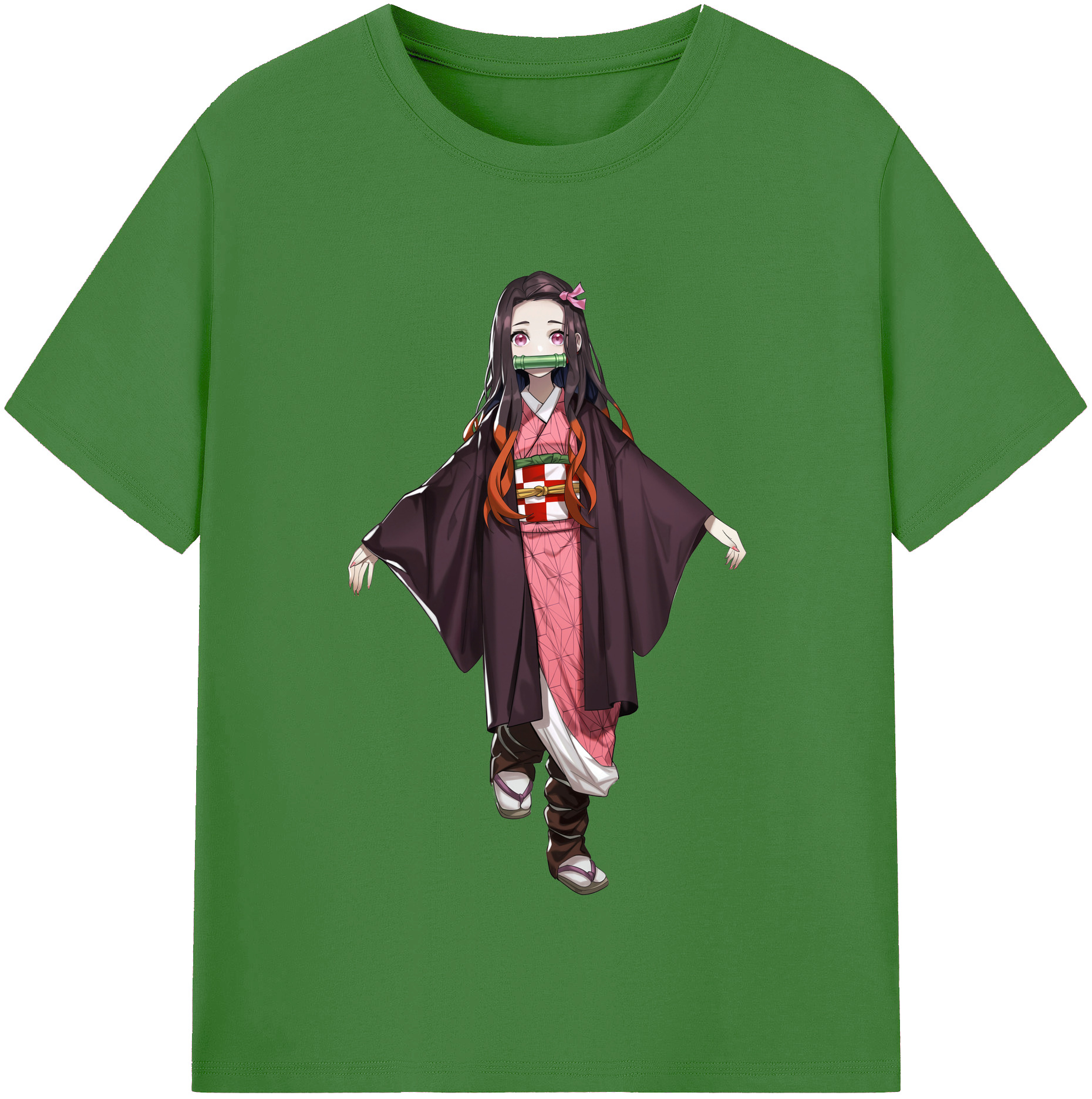 （画像用） 鬼滅の刃（きめつのやいば）竈門 禰󠄀豆子／かまど ねずこ Kamado Nezuko レディースカジュアルプリントTシャツ（綿100％）